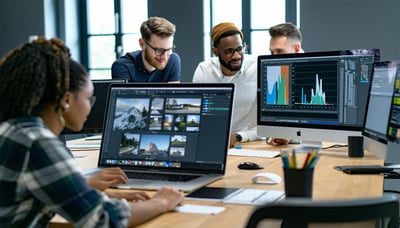 Innovative web design and development team collaborating on digital solutions